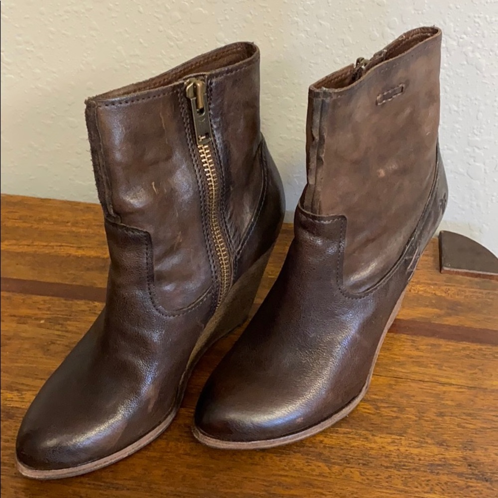 Frye Brown Wedge boots Size 9